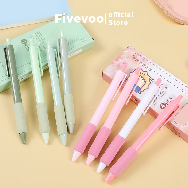 

FIVEVOO Pulpen Gel/ Pulpen Mekanik 0.5mm/ Pulpen Set/1 SET ISI 4 PCS/ Pulpen Tinta Hitam