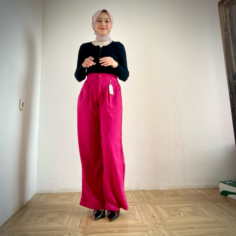 CELANA KULOT PINK PANTA MAGENTA PUSCHIA | WIDE LEG PANTS WARNA PINK