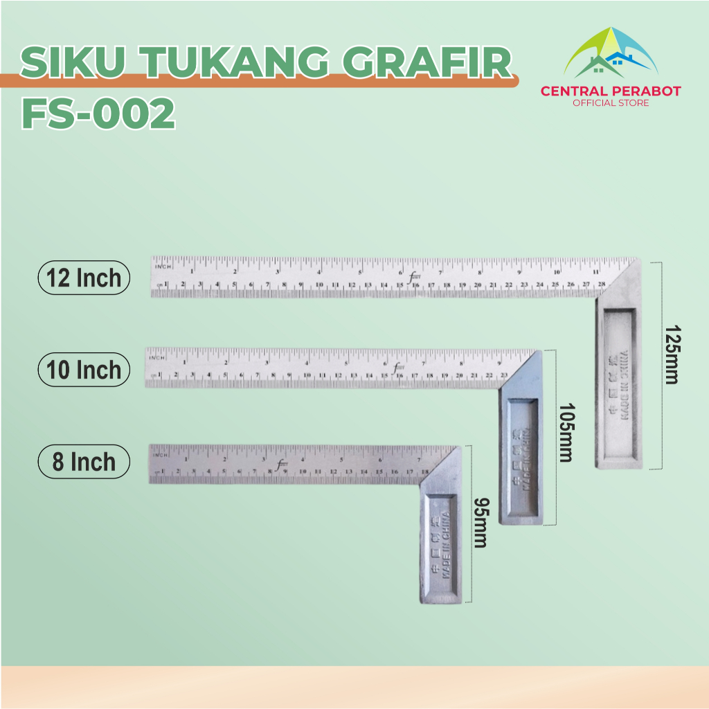 Siku Tukang Penggaris Siku Tukang 12 Inch 10 Inch 8 Inch FAWI FS-002