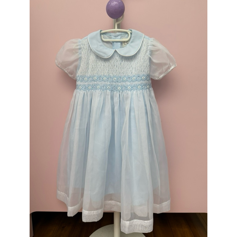 coppelia smocked dress light blue organza