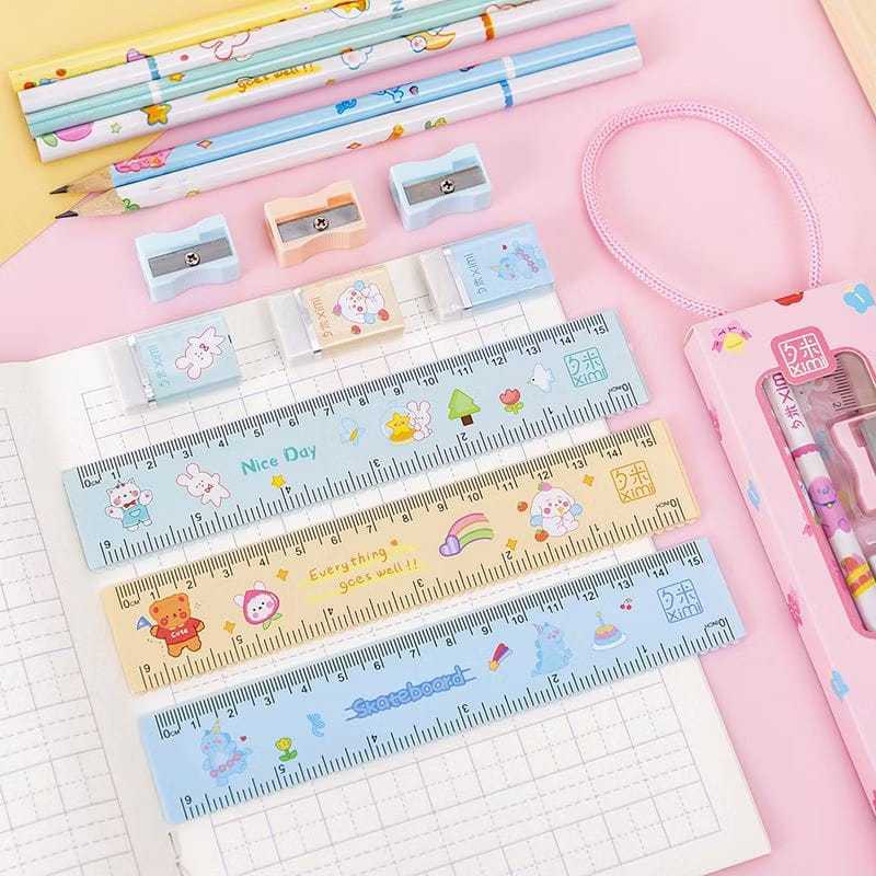 

Stationery Set 5in1 Alat Tulis Anak Sekolah Karakter Kartun Lucu Isi Pensil Penghapus Rautan Penggaris Serbaguna Praktis