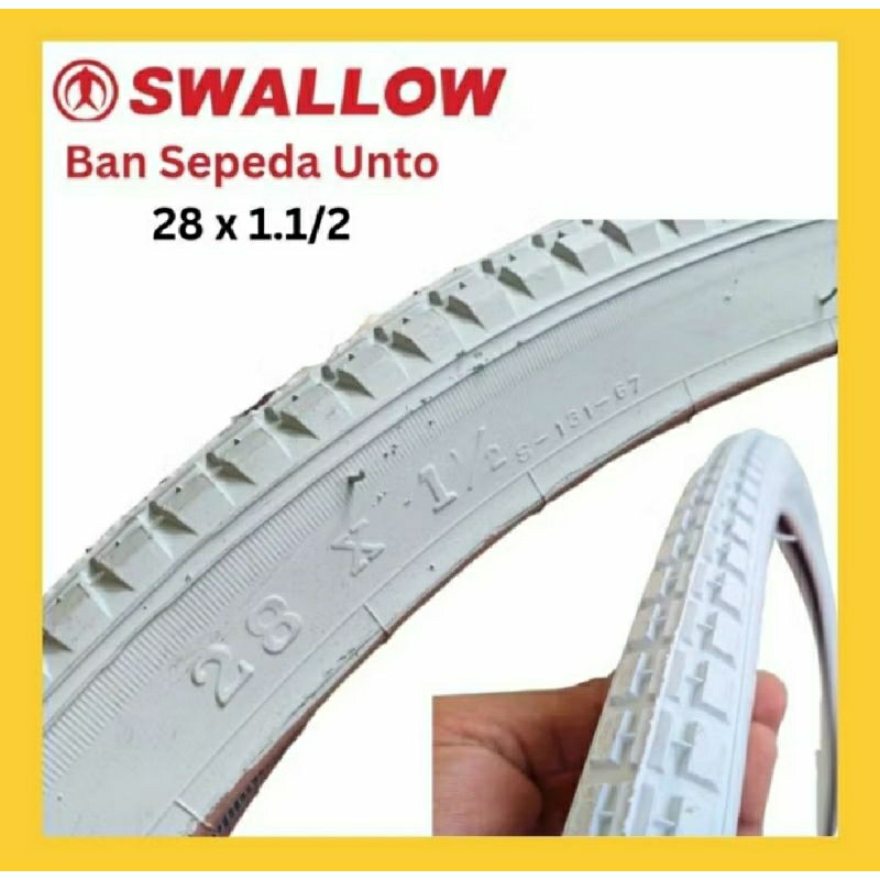 Ban luar sepeda 28 x 1 1/2 SWALLOW Putih ontel Onthel becak gerobak