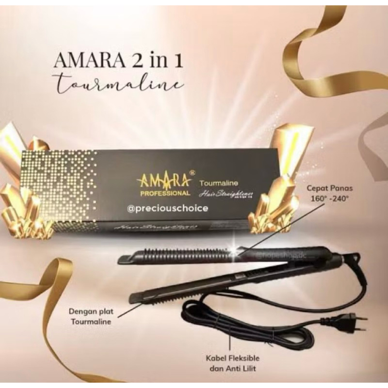 Catok Rambut Amara 2in1 AM-9299B Tourmaline Plat Kecil / Hair Straightener Amara 2in1 AM-9299B Tourm