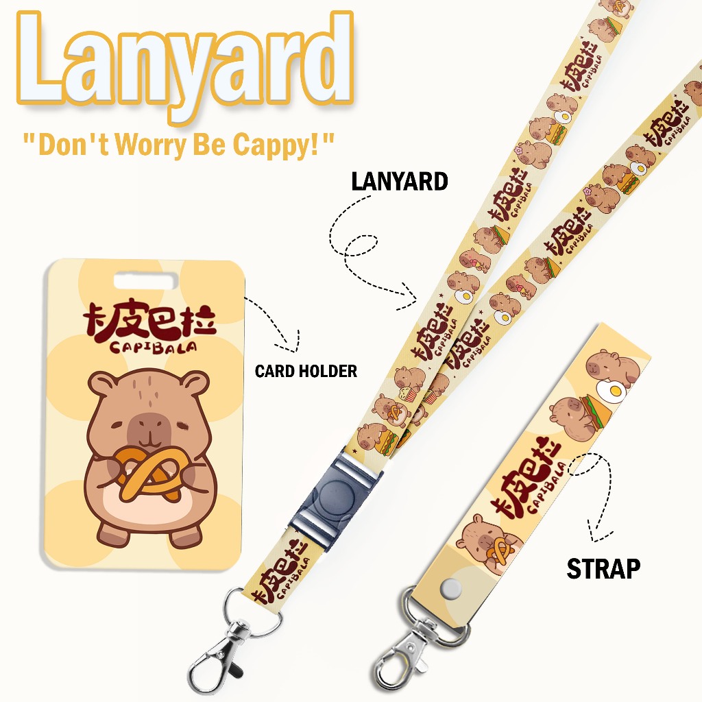 

LANYARD CARD HOLDER CAPYBARA DONT WORRY BE HAPPY Gantungan Kunci, Handphone, ID Card