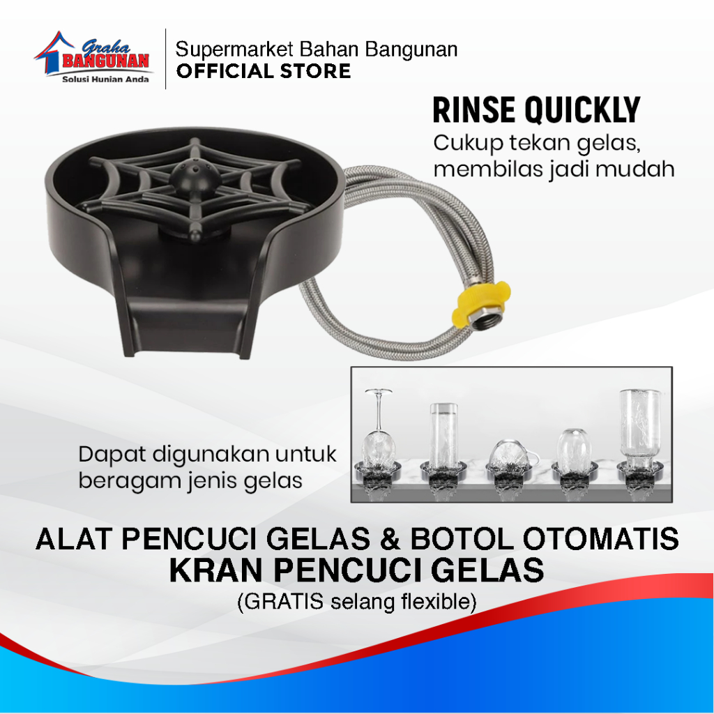 Alat Pencuci Gelas dan Botol Otomatis / Kran Cuci Gelas / Alat Cuci Gelas / Alat Bilas Gelas Bak Cuc