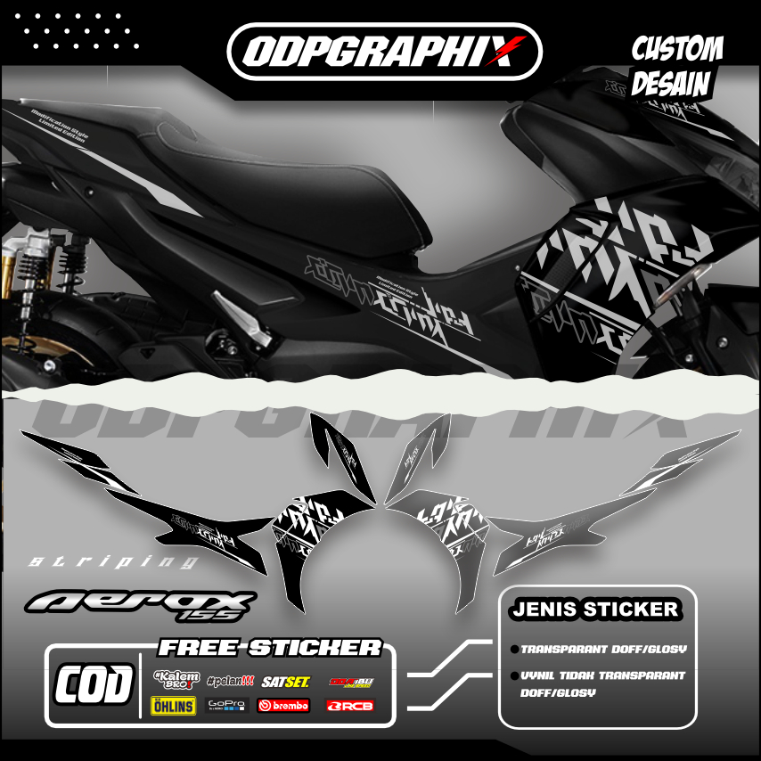 STIKER STRIPING TRANSPARAN AEROX NEW 155 FACELIFT LIS STICKER UV BAHAN MAX DECAL PREMIUM WARNA BIRRU