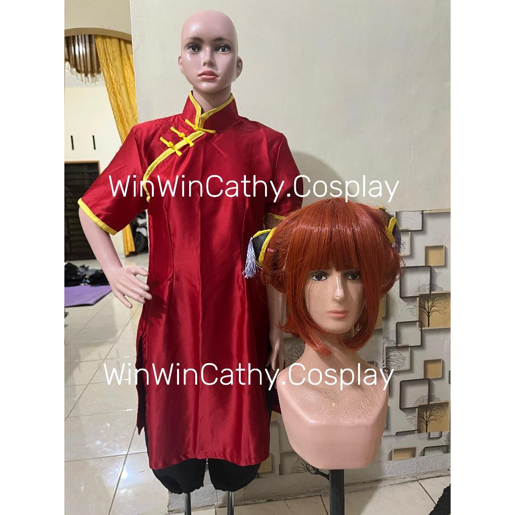 DIJUAL-KOSTUM KAGURA GINTAMA ANIME kostum wig cosplay murah kagura cheongsam gintama anime manga