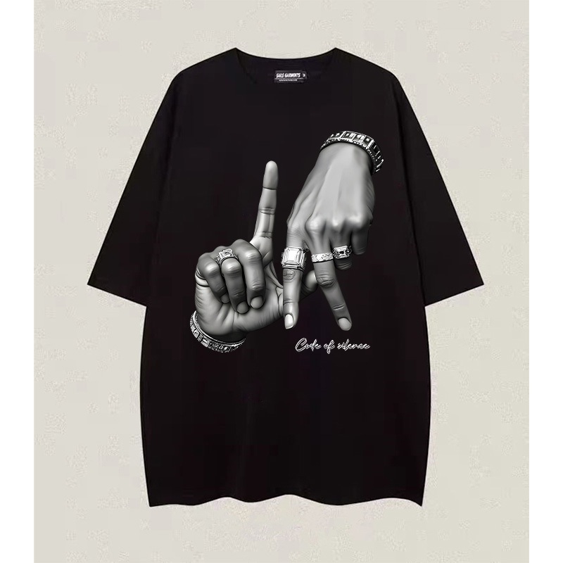 RENELLE Baju Kaos Pria Distro Original 100% | Cetak Isyarat LA | Kaos Pria Distro Original | Baju Ka