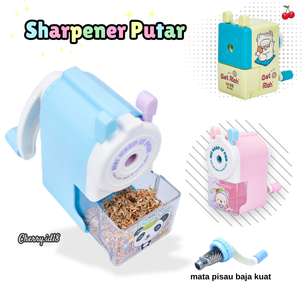 

PROMO 7.7 Back To School Cherry COD Sharpener Putar Rautan Pensil Putar Meja Serutan Putar Anak Sekolah