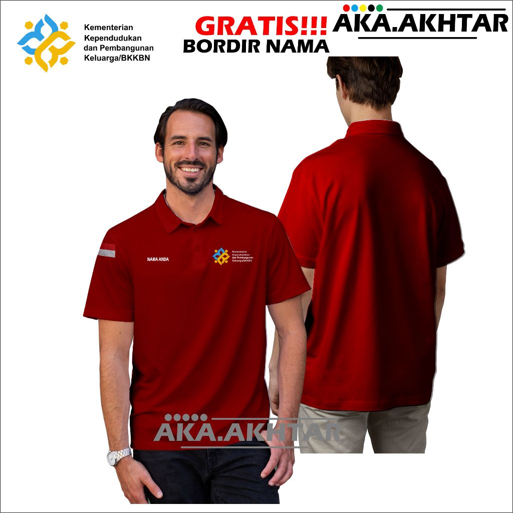 kaos polo cooton kemendukbangga/bkkbn lengan pendek - seragam bkkbn logo terbaru - kaos kerah kemend
