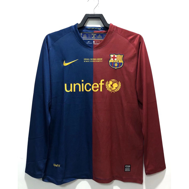 (RETRO LONG SLEEVE) JERSEY RETRO BARCELONA HOME FINAL ROMA 2009 LS GRADE ORI