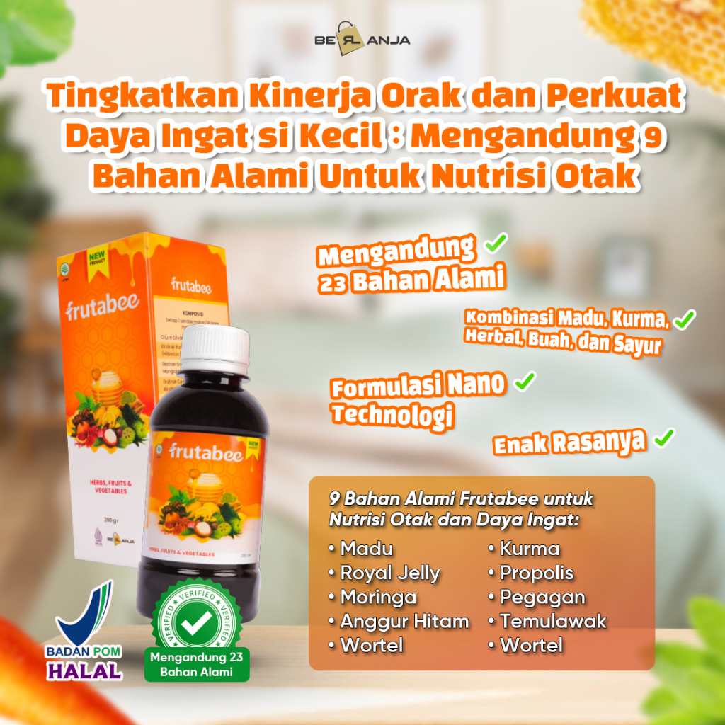 

Frutabee Madu Penambah Nafsu Makan Anak Vitamin Batuk Pilek Tingkatkan Kinerja Otak dan Perkuat Daya Ingat Anak Mengandung 9 Bahan Alami untuk Nutrisi Otak