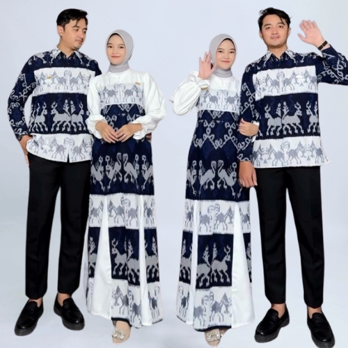 BAJU TENUN KINANTI NTT - DRESS TENUN- Gamis kemeja Tenun Couple Kondangan Sarimbitan