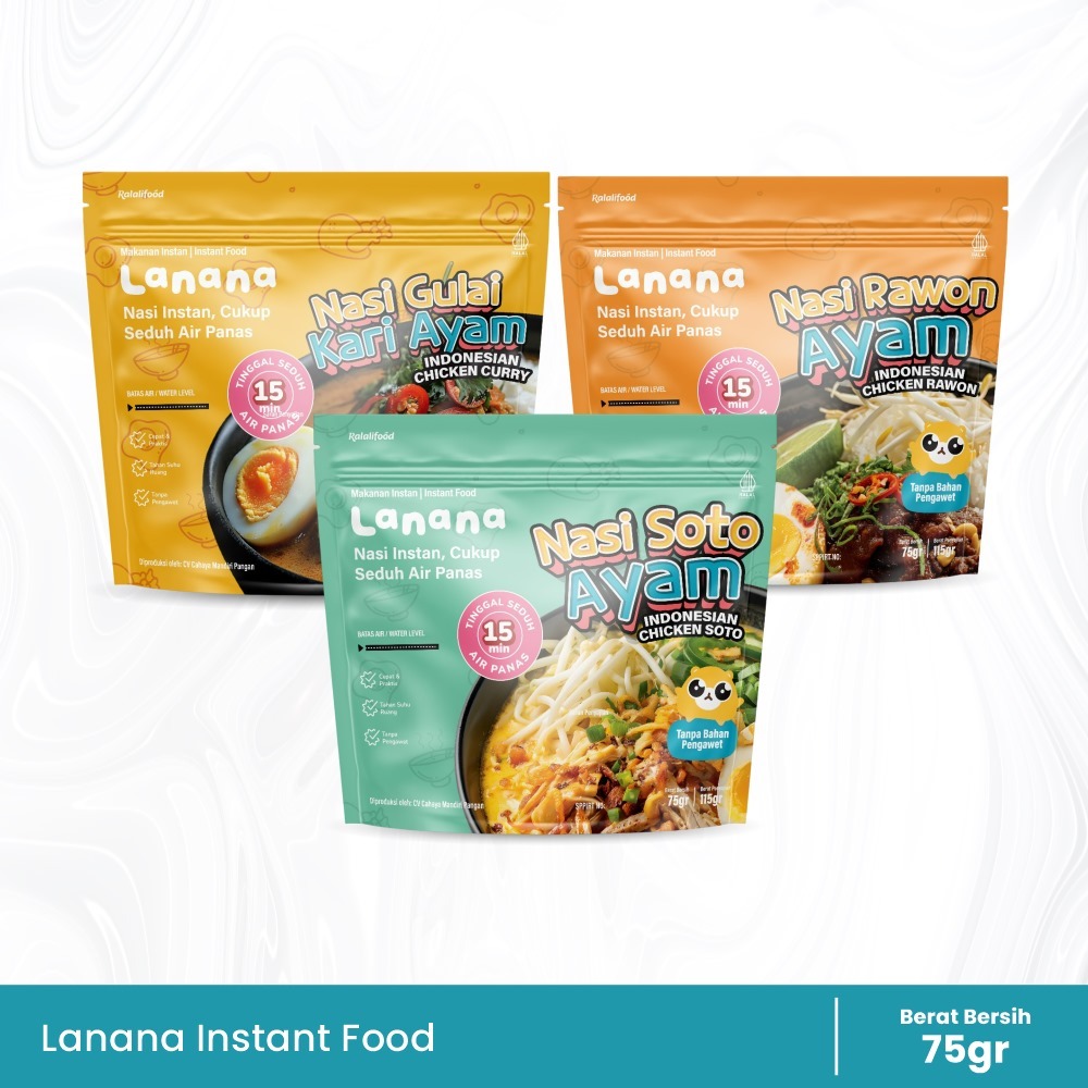 

Nasi Putih Instant Rasa Soto Ayam, Kari Ayam, & Rawon Ayam Travel Pack Siap Makan