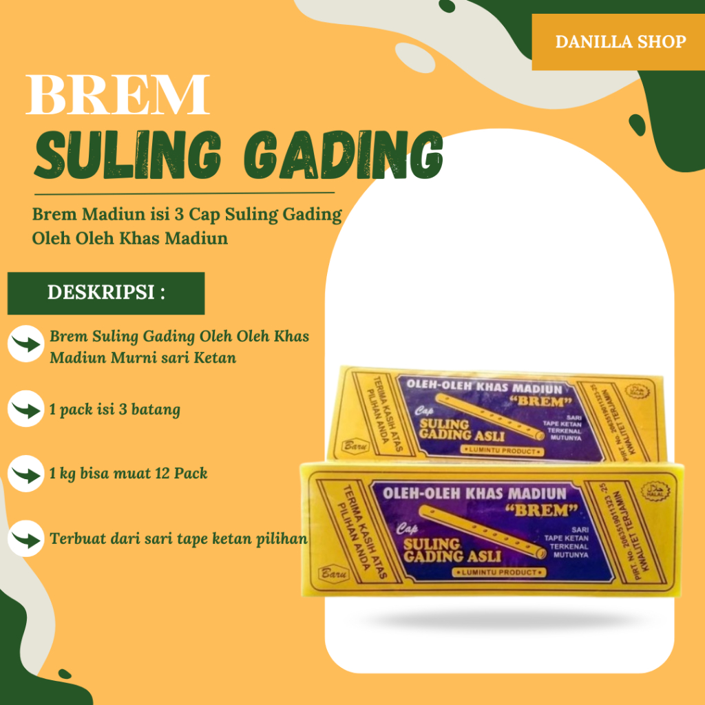 

Brem Madiun isi 3 Cap Suling Gading Oleh Oleh Khas Premium