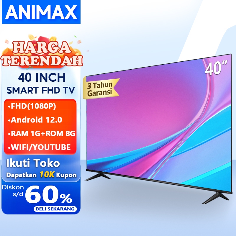 Animax Sakura TV LED 43 inch/40 inch/32 inch HD Smart TV Android 12.0 Ready Televisi