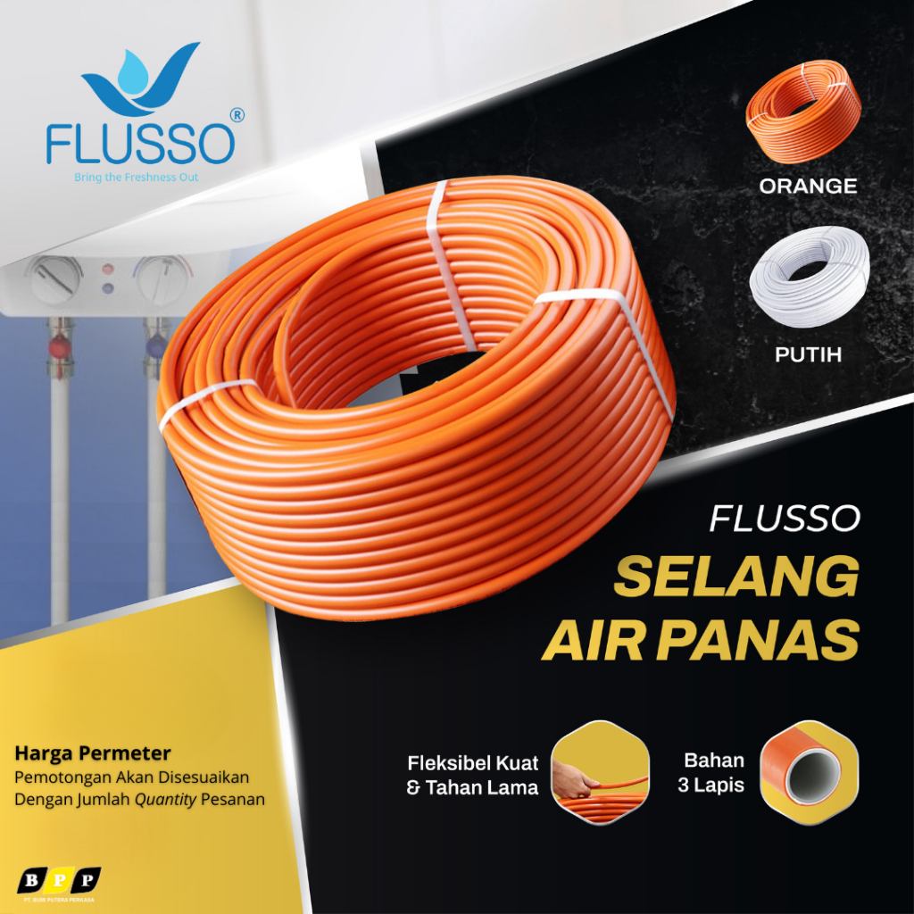 Pipa Selang Air Panas FLUSSO Pipa Air Panas PE 3 Lapis Aluminium Fleksibel Harga Per Meter  | 844