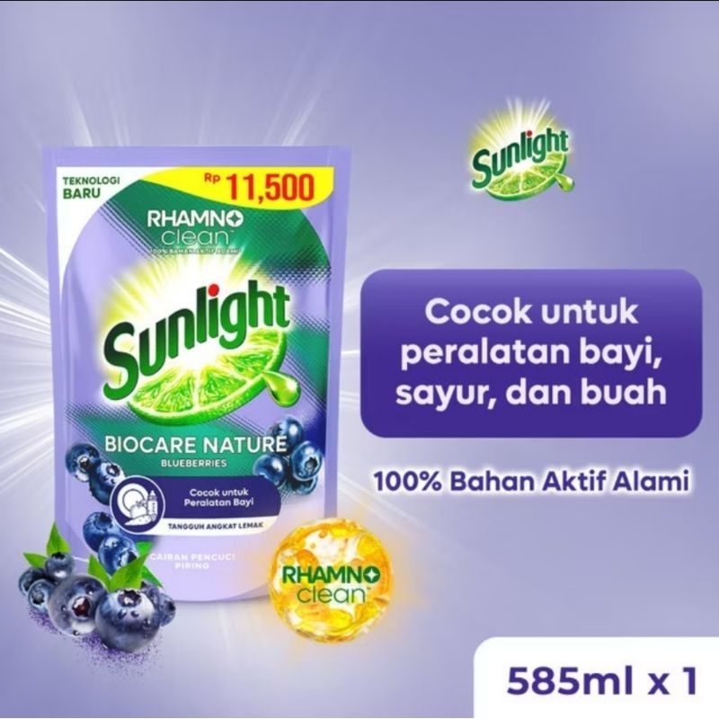 Sunlight Sabun Cuci Piring Bayi & Pencuci Botol Extra Pure Dengan Aloe Vera 585Ml