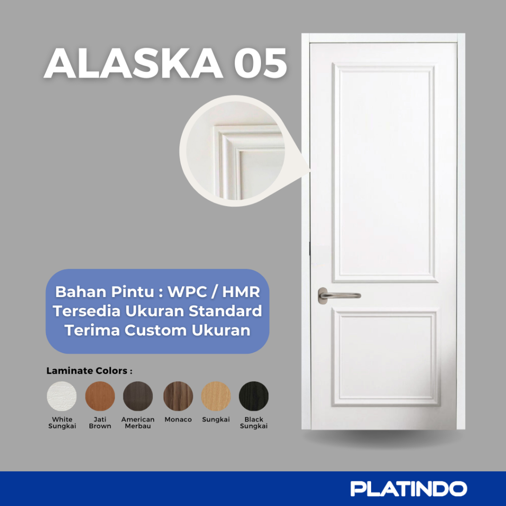 Pintu Kamar WPC Alaska 05 Platindo (Custom Ukuran)
