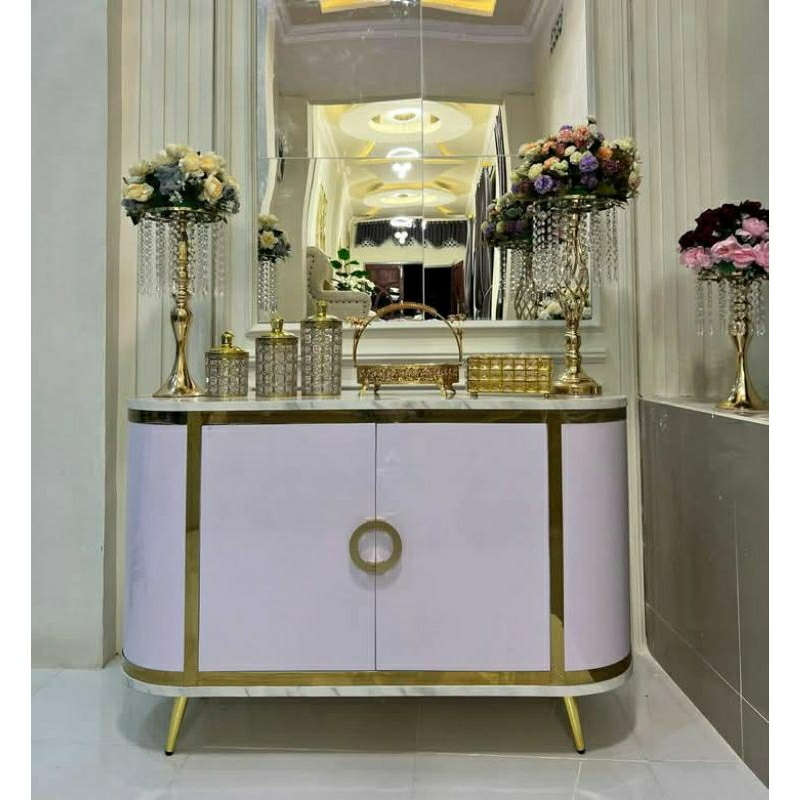 Meja Bufet Tv Minimalis Salur Cradensa Hpl Marmer Kabinet UK 100cm Free Paking kayu