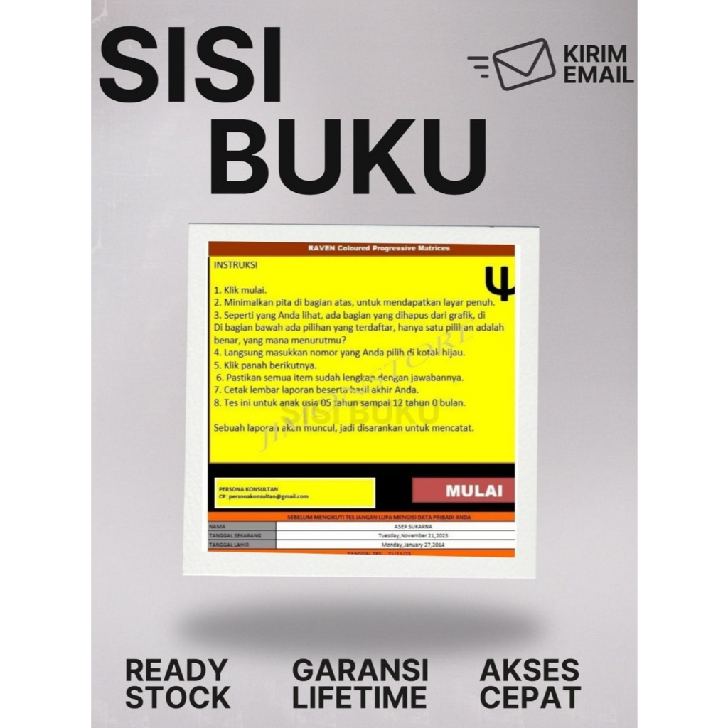 

[T-57] Alat Tes Psikotes Psikologi Raven CPM - Coloured Progressive Matric