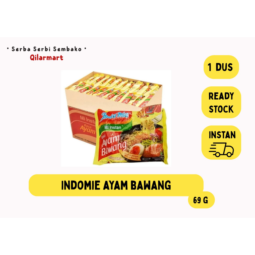 

INDOMIE AYAM BAWANG MI INSTAN KUAH 69G-1 DUS