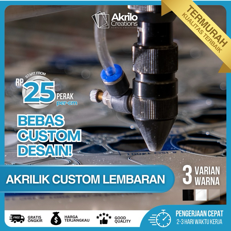 

Akrilik Bening Ukuran Bebas Custom Pilih Sendiri Potong Laser Acrylic Custom