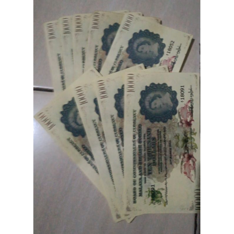 uang kuno 10000 dolar malaya and british borneo