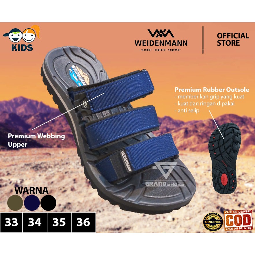 OFFICIAL Weidenmann weidenman sandal slidel slop anak laki karet  kasual  kuat nyaman ORIGINAL