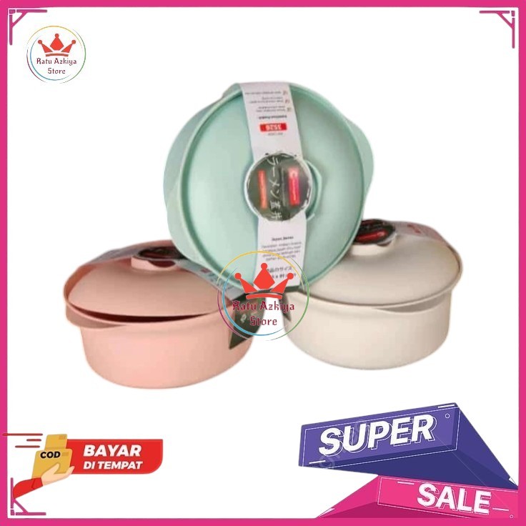 PROMO MURAH MERIAH  Mangkok Ramen + Tutup Mangkok Warna Pastel Mangkok Ramen Plastik Clio