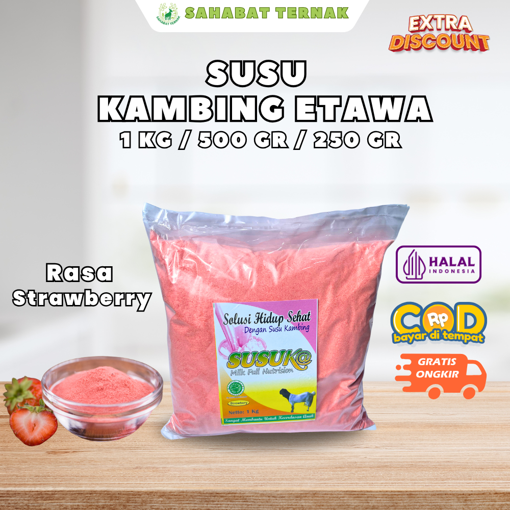 

Susu Kambing Etawa Susuka Rasa Stroberi