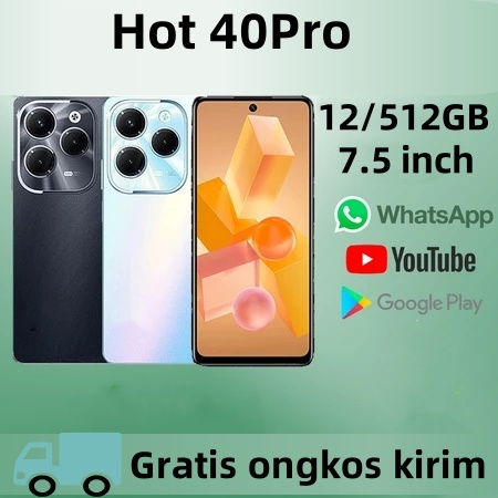 [100% ASLI]INFINIX Hot 40Pro 4G/5G RAM 16GB+ROM 512GB 7.5 inch 7000mAh Kamera HD 32MP+68MP HP Androi