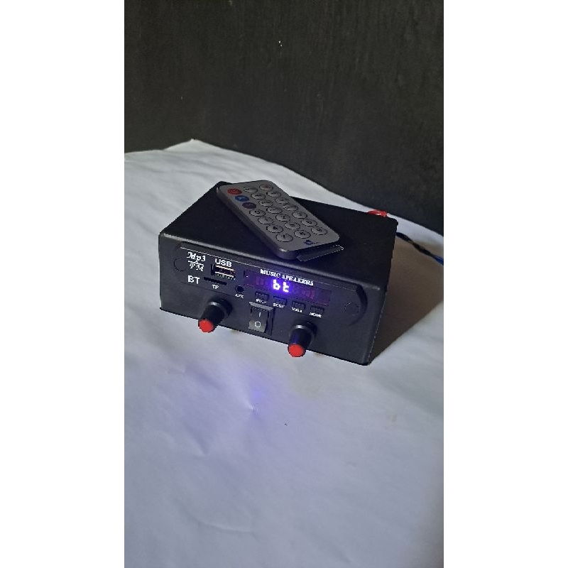 AMPLI MINI STEREO 12V DILENGKAPI MODUL MP3 BLUETOOTH DENGAN ADAPTOR 12V TINGGAL COLOK SPEAKER