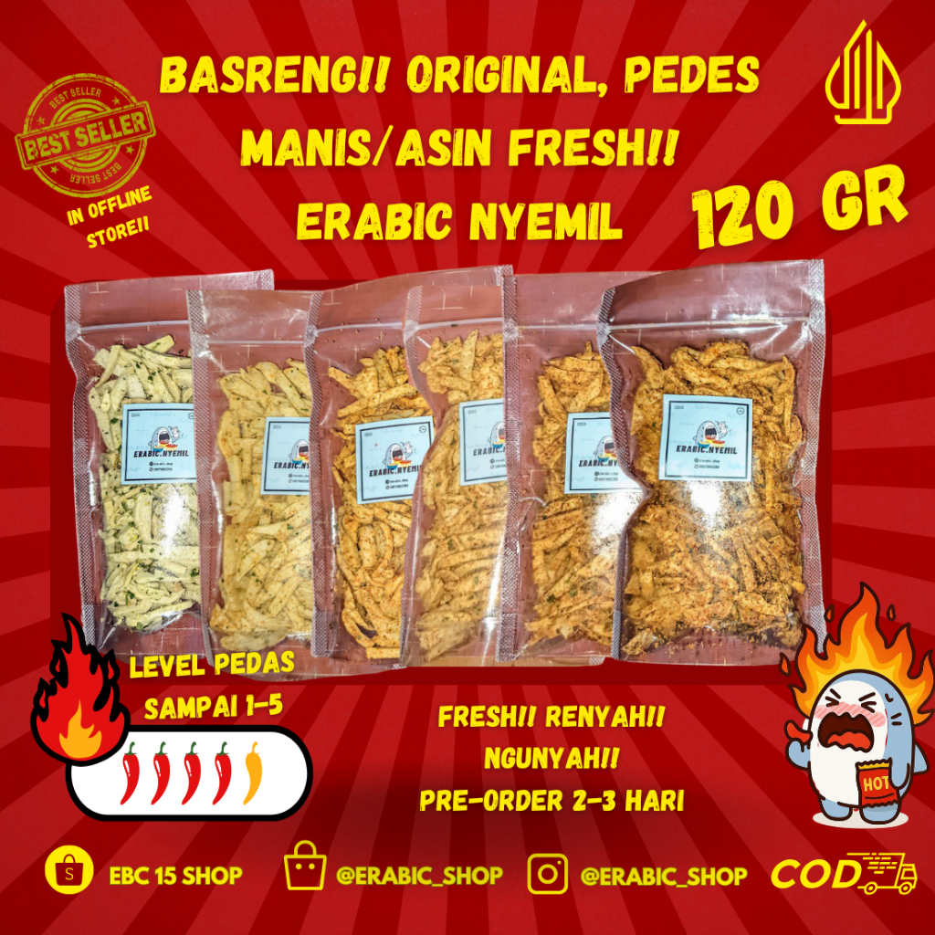 

Basreng Fresh!! 120 Gram. Daun Jeruk, Original, Pedas Manis/asin By Erabic Shop!!