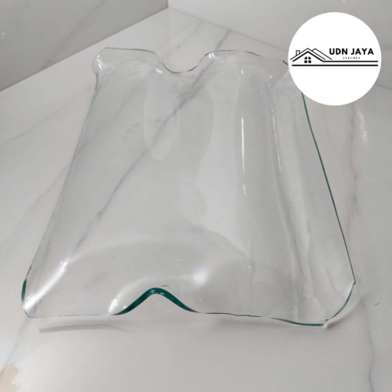 Atap Genteng Kaca Pres Kodok Prentul Tebal 5mm Panjang 28,5cm Lebar 21,5cm Jarak Reng kayu atau Baja