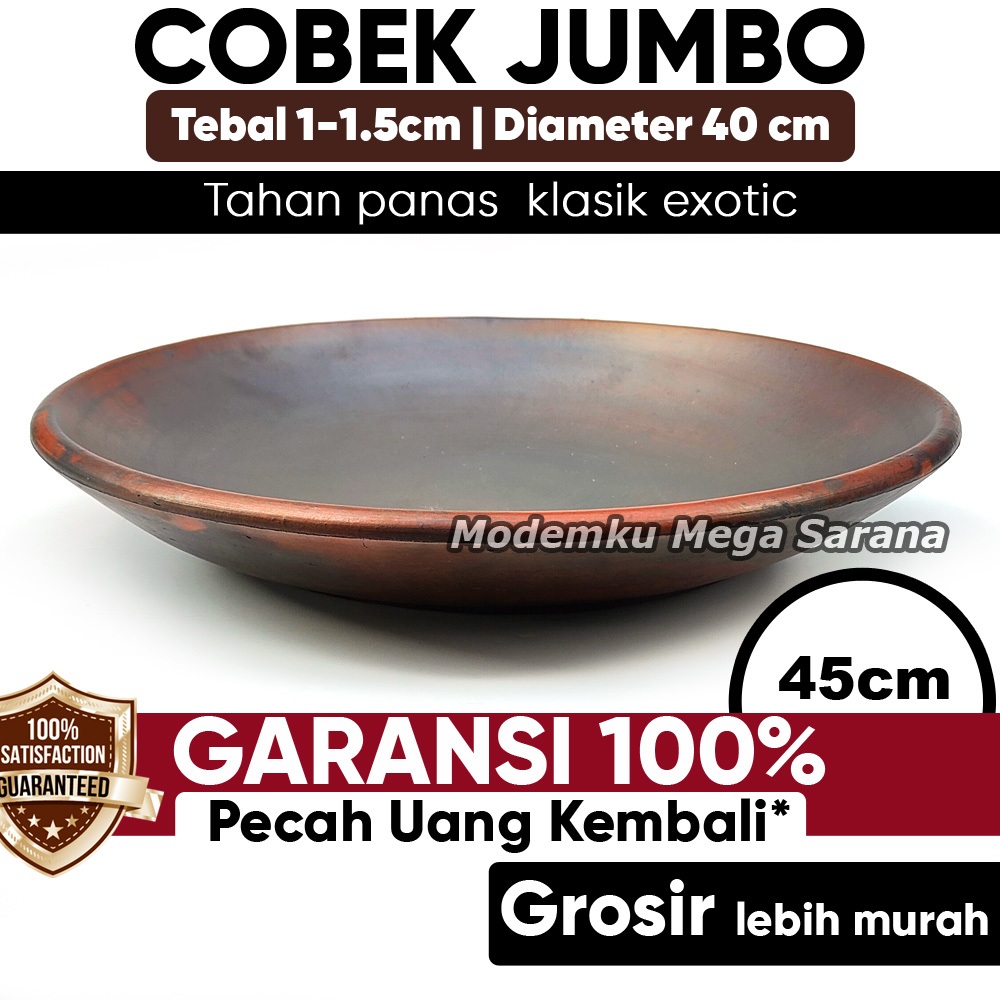 Cobek Tanah Liat Jumbo Diameter 45 cm - Piring Saji Tanah Liat Besar Tahan Panas Cowek Coek Cowet Co