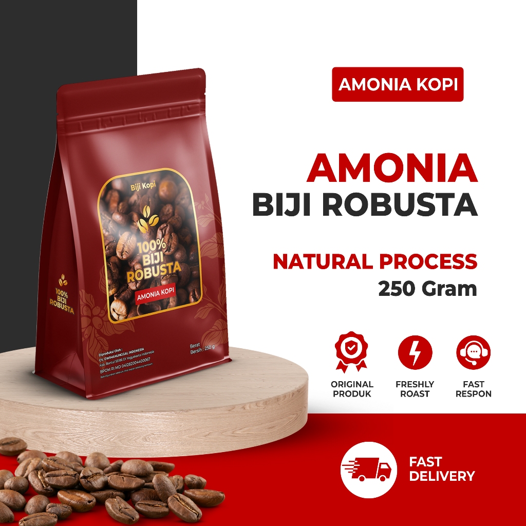 

Biji Kopi Robusta 100% Amonia – Natural Process 250g | Fresh Roast | Kopi Asli Indonesia