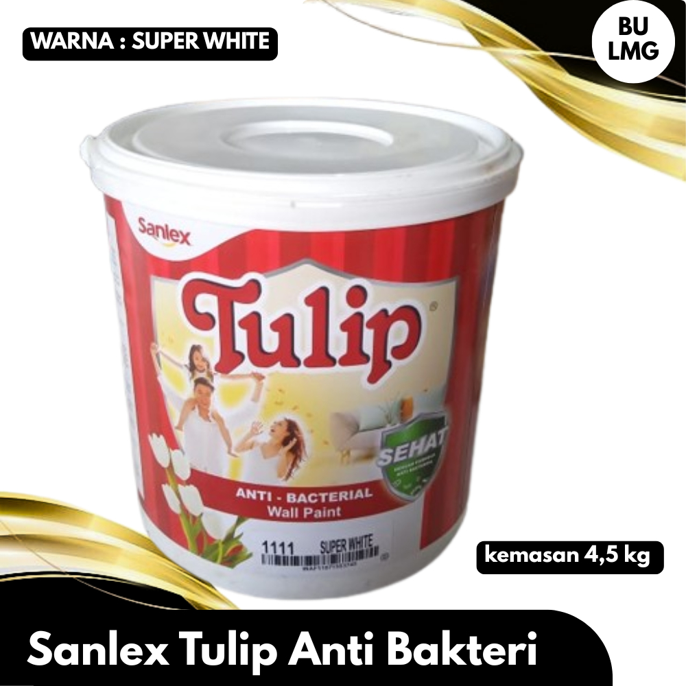 Cat Tembok Tulip Paint Sanlex Anti Bakteri Bacterial Interior 4.5 Kg || Super White