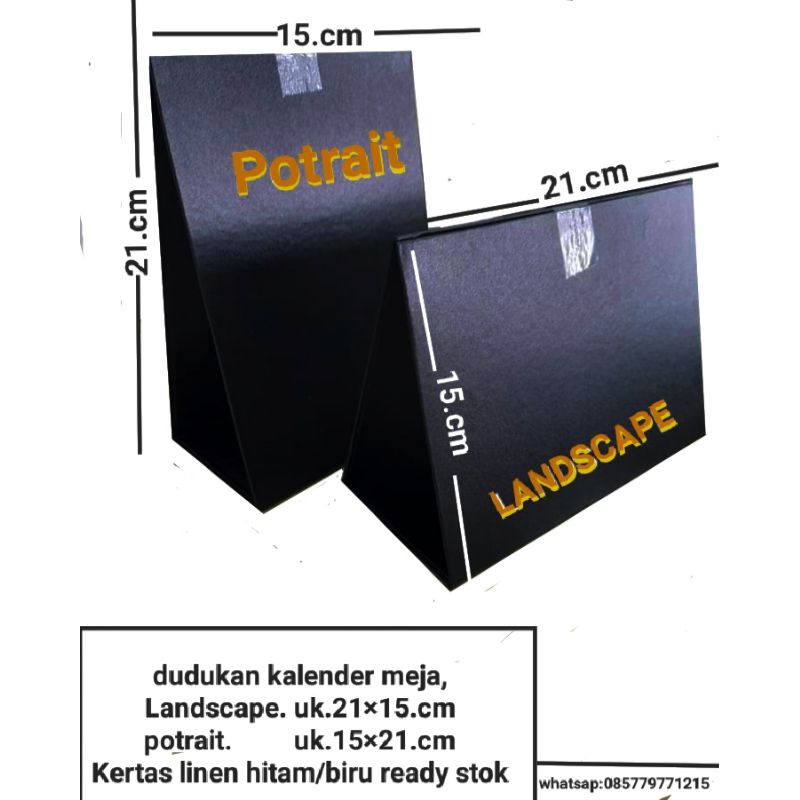

DUDUKAN KALENDER/POTRAIT UK,21×15/15×21cm COVER KERTAS LINEN HITAM,
