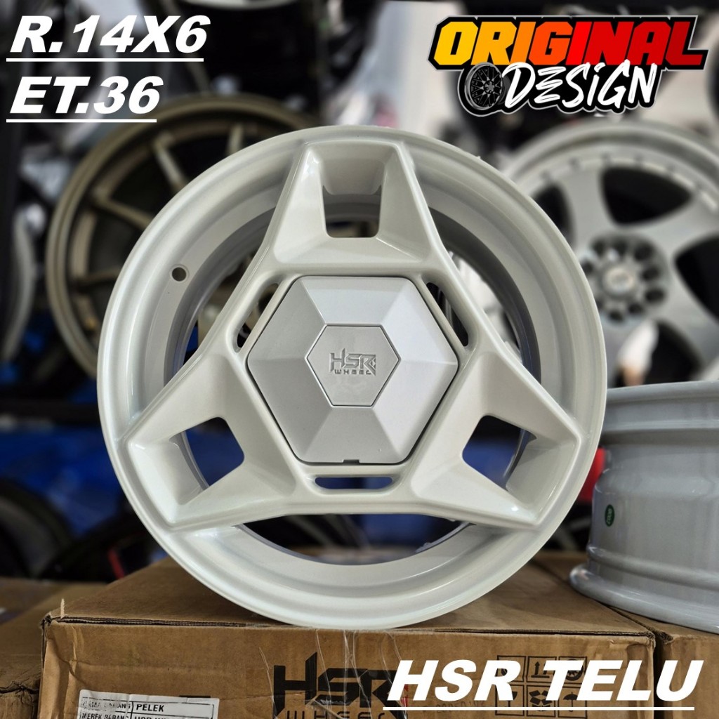 Pelek Hsr Ring 14 Warna Putih Lubang Baut 4 Velg HSR TELU R14