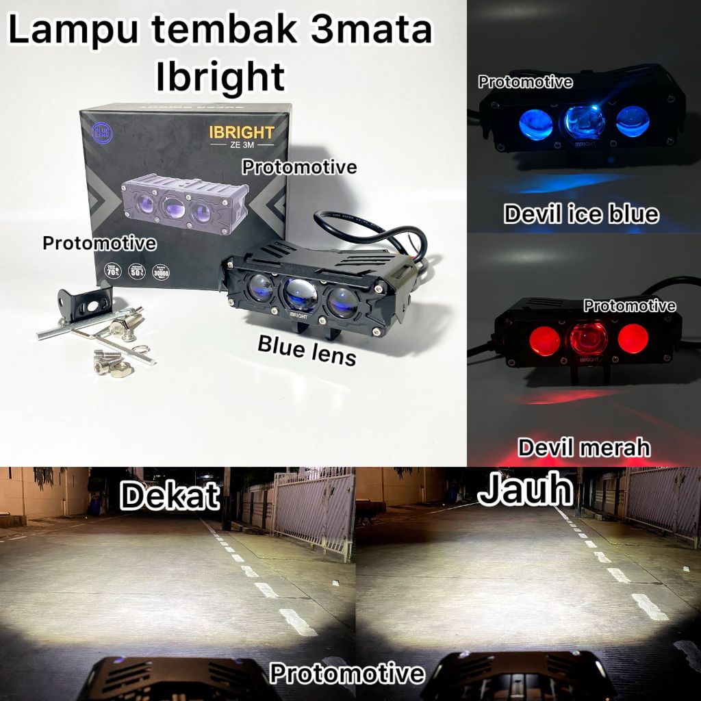IBRIGHT ZE3M - Lampu Tembak Biled 3 Mata Laser Waterproof
