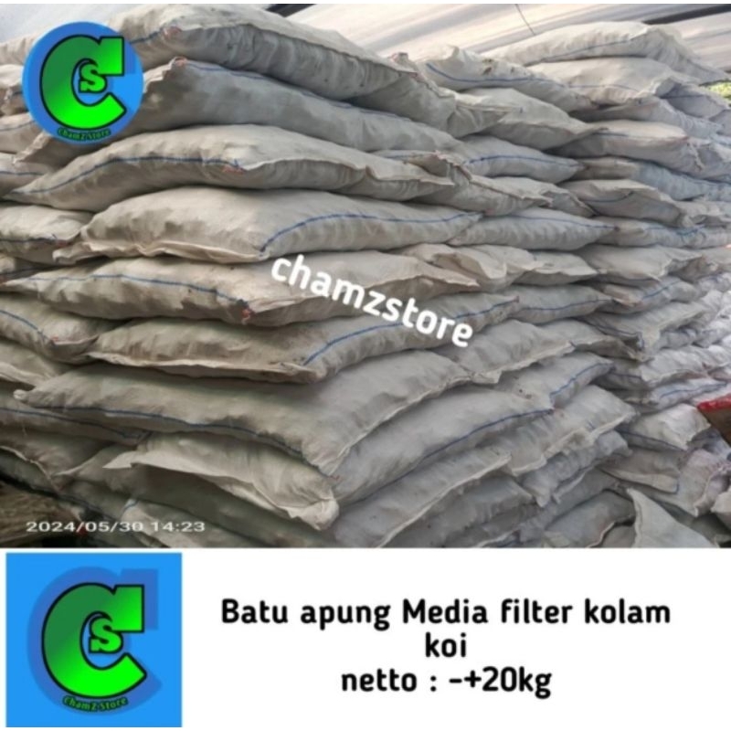 batu apung 20kg media filter kolam koi / batu apung karungan / batu apung media filter / batu apung