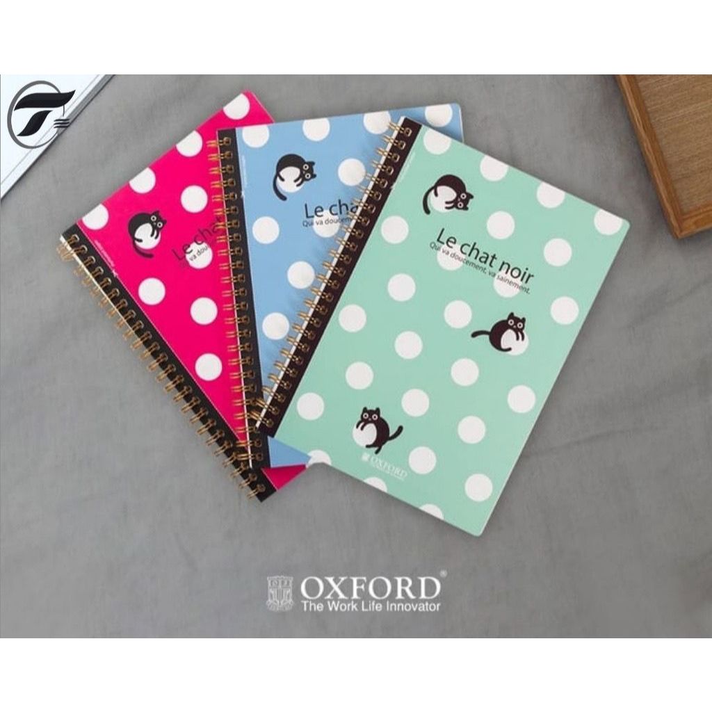 design spiral a5 80 lembar black cat oxford ivory garis plus perpurasai buku catatan kawat made in k