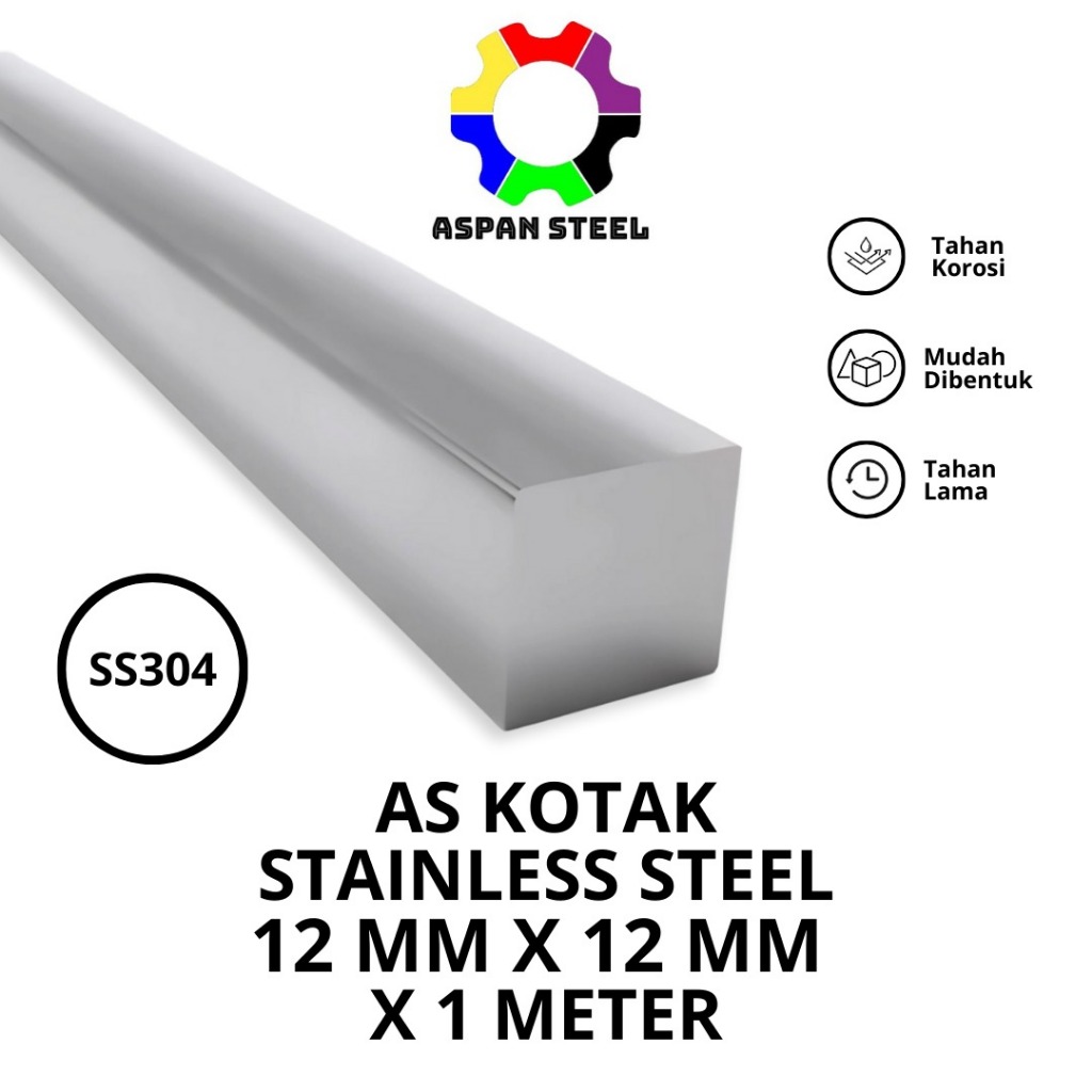 As kotak 12 mm x 12 mm stainless steel 304