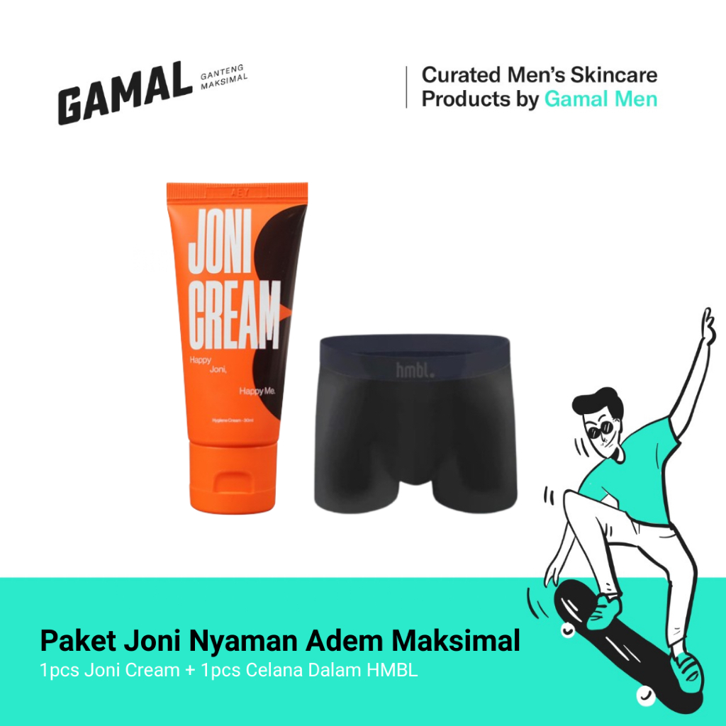 GAMAL | Paket Joni Nyaman Adem Maksimal | Joni Cream 30ml & PureSoft Modal Boxer Briefs by HMBL Size