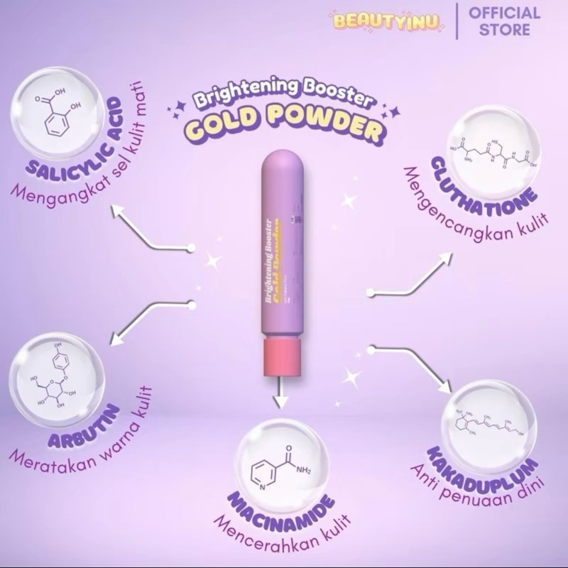 BEAUTYINU BRIGHTENING POWDER GOLD BOOSTER | SERBUK GOLD PEMUTIH