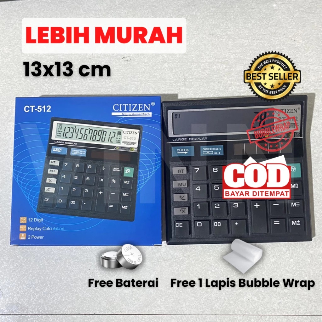 

Kalkulator Check CITIZEN CT 512 12 Digit - Dual 2 Power // Calculator - Kalkulator Sekolah - Kalkulator Kantor - Kalkulator Dagang
