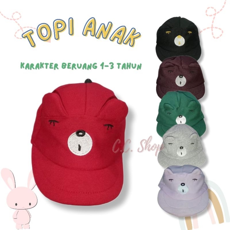 TOPI ANAK LUCU KARAKTER BERUANG USIA 1-3 TAHUN LAKI PEREMPUAN