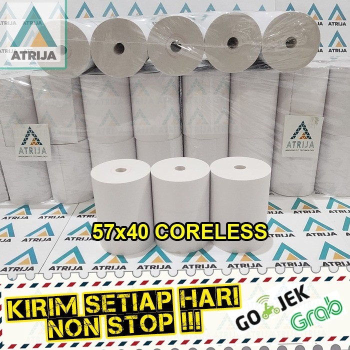 

Kertas Thermal 57x40 / 58x40 coreless. Kertas Struk EDC Hitam 57 x 40 WIN