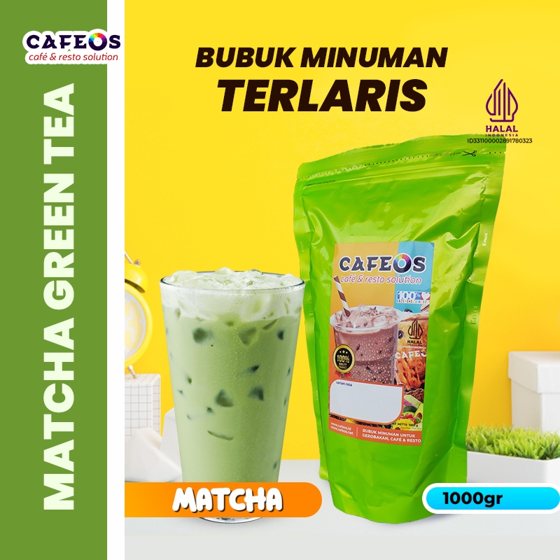 

CAFEOS Bubuk Minuman Kekinian Aneka Rasa Matcha / Green Tea Kemasan 1 KG Gratis Resep